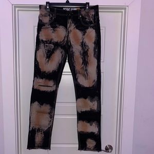 Distressed painted unique jeans